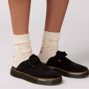 Dr Martens Black Suede Mules